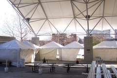 The Headwaters Park Ice Rink set up