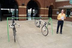 Paul Spoelhoff with one of the portable bike racks