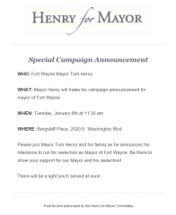 Mayor Tom Henry announcement