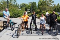 Amy Hartzog with bicyclists