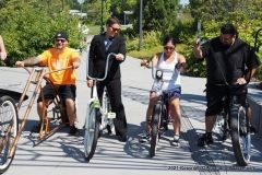 Amy Hartzog with bicyclists