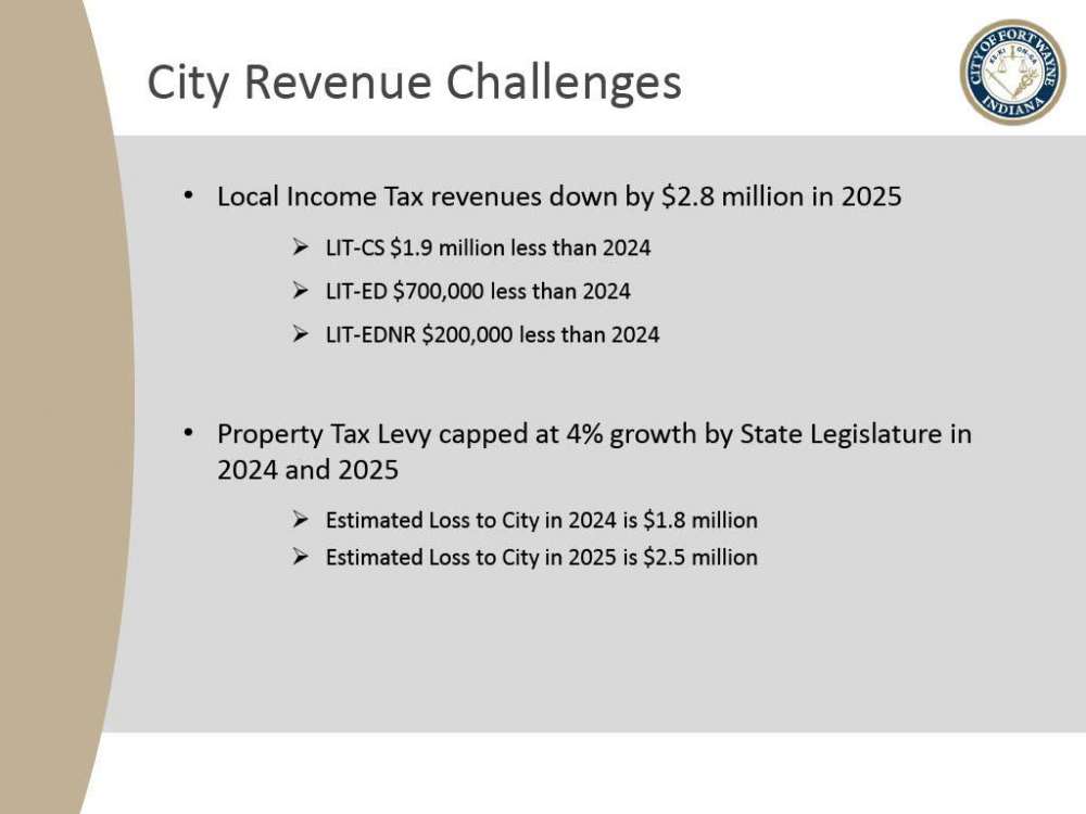 2025 Fort Wayne Civil City Budget slide presentation - slide 5