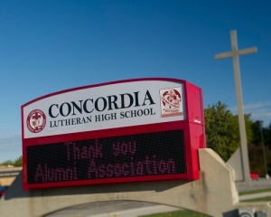 Concordia Lutheran High School sign