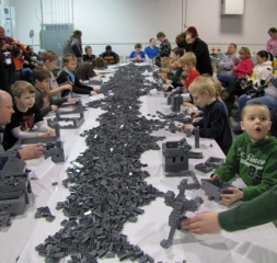 Kids building in a free build area