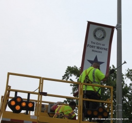 Installing the Blue Star Banner for Sgt. Major Kiess