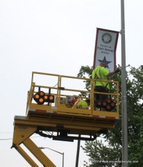 Installing the Blue Star Banner for Sgt. Major Kiess