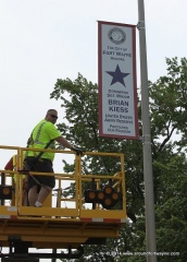 Installing the Blue Star Banner for Sgt. Major Kiess