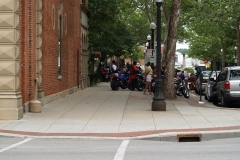 Motorcycles on the sidewalk