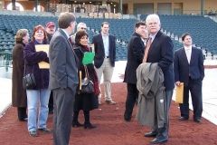 Jim Irwin leads a tour of Parkview Field