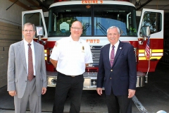 Rusty York, Chief Eric Lahey, and Mayor Tom Henry