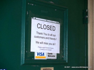 Sign announcing closure