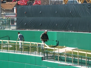 2009/04/11: Painting the centerfield wall