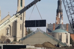 2009/02/17: A section of the video board being lifted into place