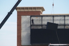 2009/02/17: A section of the video board being lifted into place