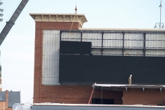 2009/02/17: A section of the video board being lifted into place