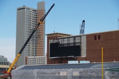 2009/02/17: A section of the video board being lifted into place