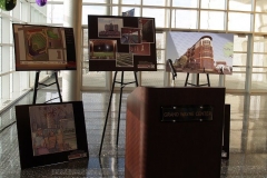 2007/11/29: The podium for the speakers, with photos of the project behind