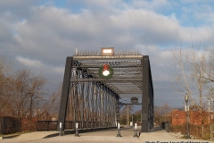 The historic Wells Street Bridge decorated for Christmas