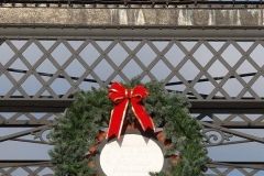 The historic Wells Street Bridge decorated for Christmas