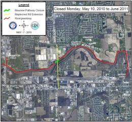 Map of Rivergreenway closure