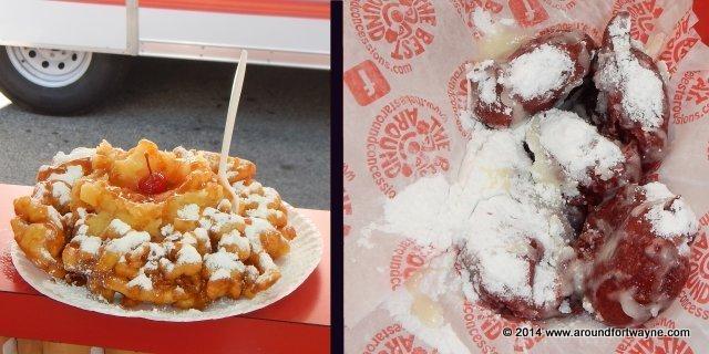 Upside Down-Inside Out Pinneapple Funnel Cake and Deep fried Red Velvet Oreos at the Three Rivers Festival