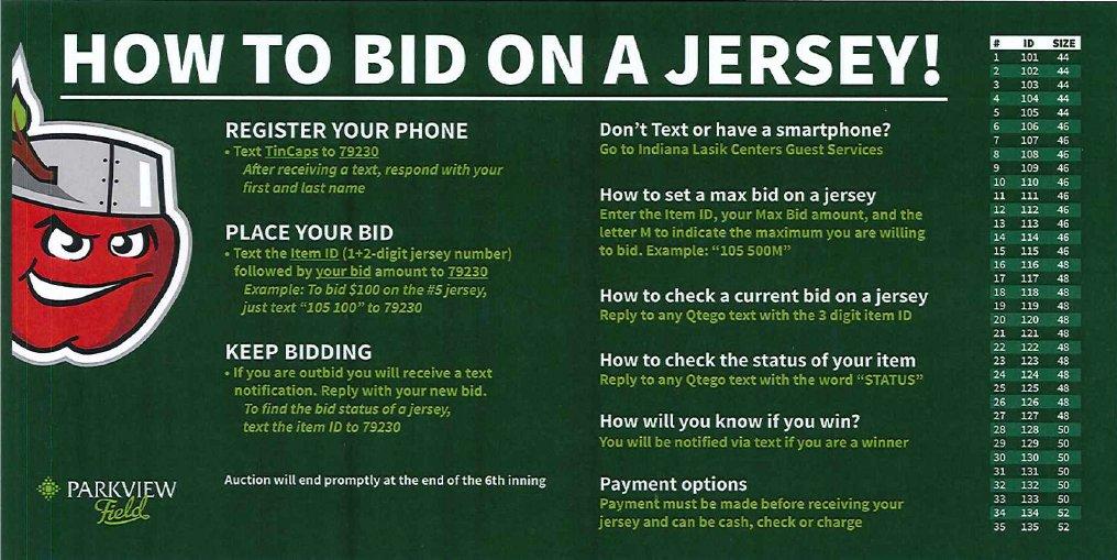 Jersey bidding information.