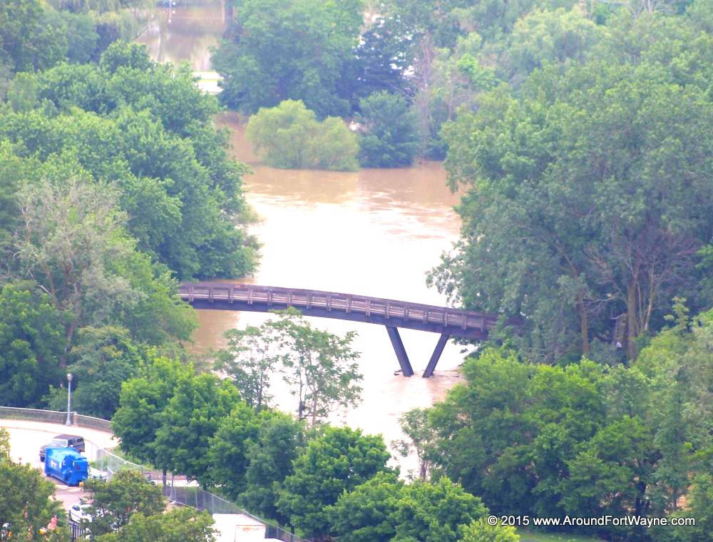 Pedestrian Bridge over flooding waters