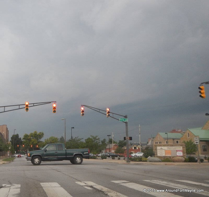 Storm clouds rolling into downtown Fort Wayne