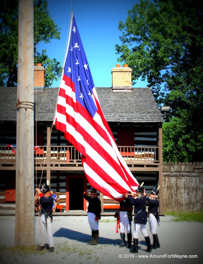 Posting the colors at Old Fort Wayne on June 12, 2016.
