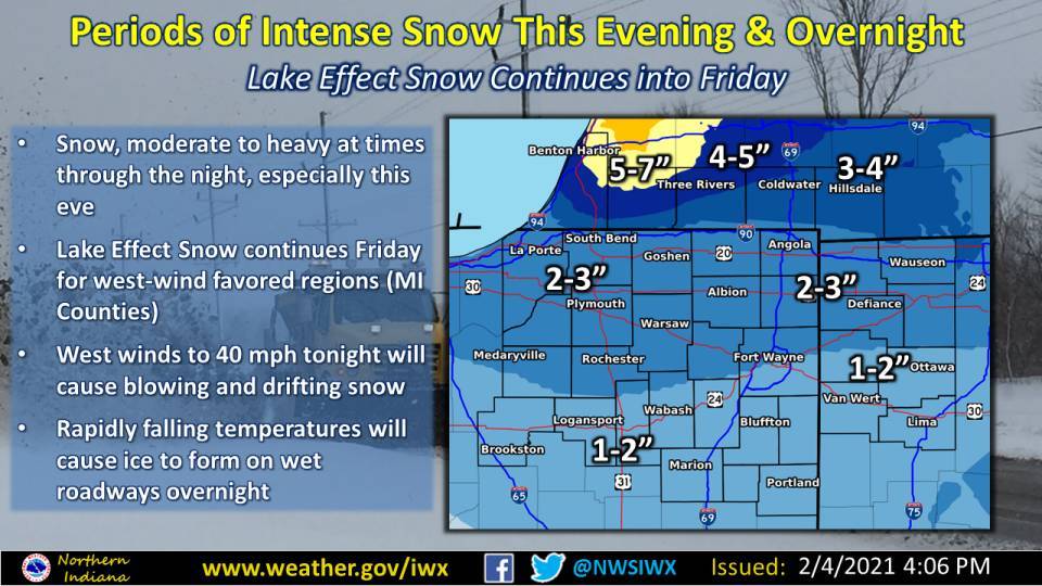 Snow this evening Fort Wayne, Indiana, National Weather Service Northern Indiana, weather story