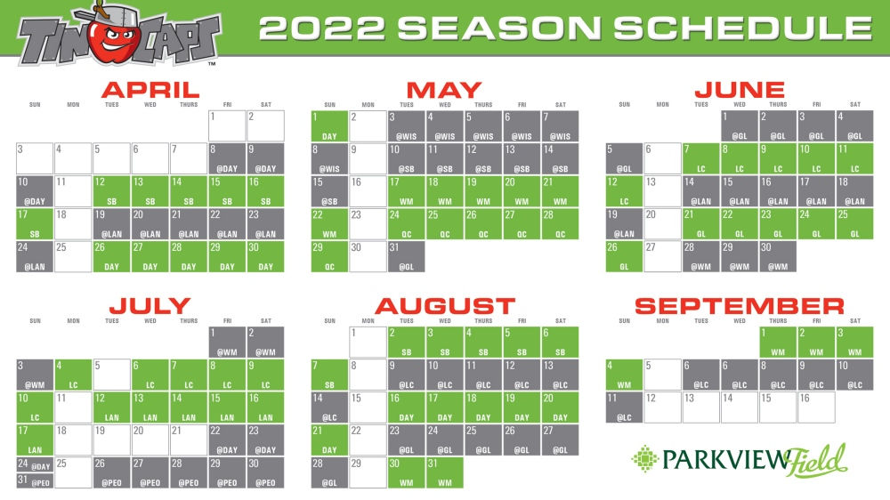 AroundFortWayne on Tumblr - TinCaps release 2022 season schedule